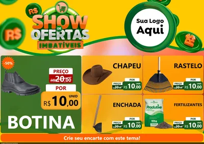 Modelo de Encarte para Encarte A4 Horizontal com o tema Show de Ofertas Imbatíveis para Agropecuária