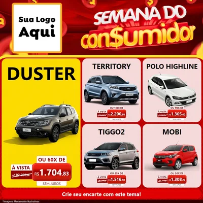 Modelo de Rede Social para Feed Facebook com o tema Semana do Consumidor para Concessionaria de Carros