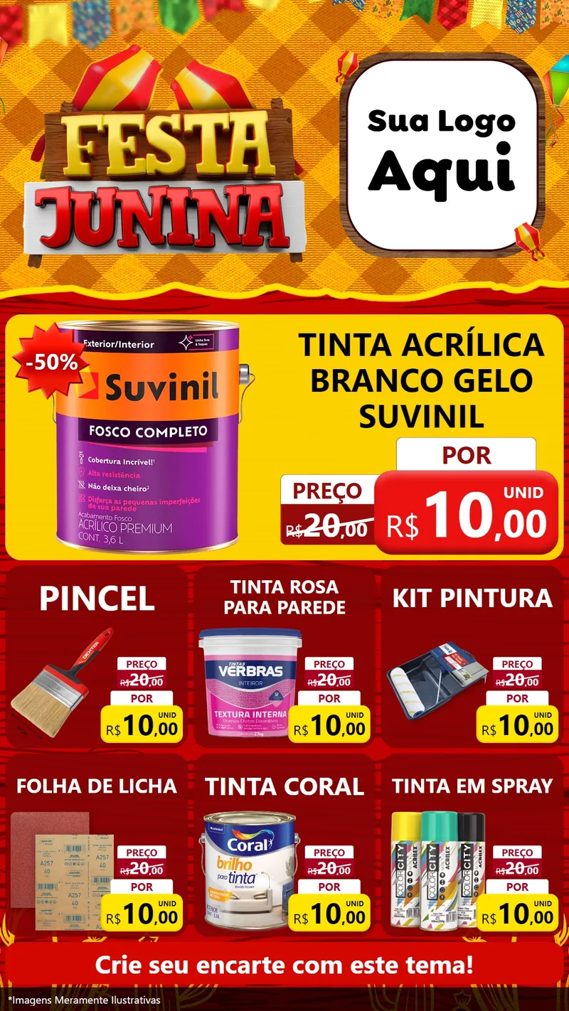 Modelo de Rede Social para Stories com o tema Festa Junina para Tintas e Ferramentas