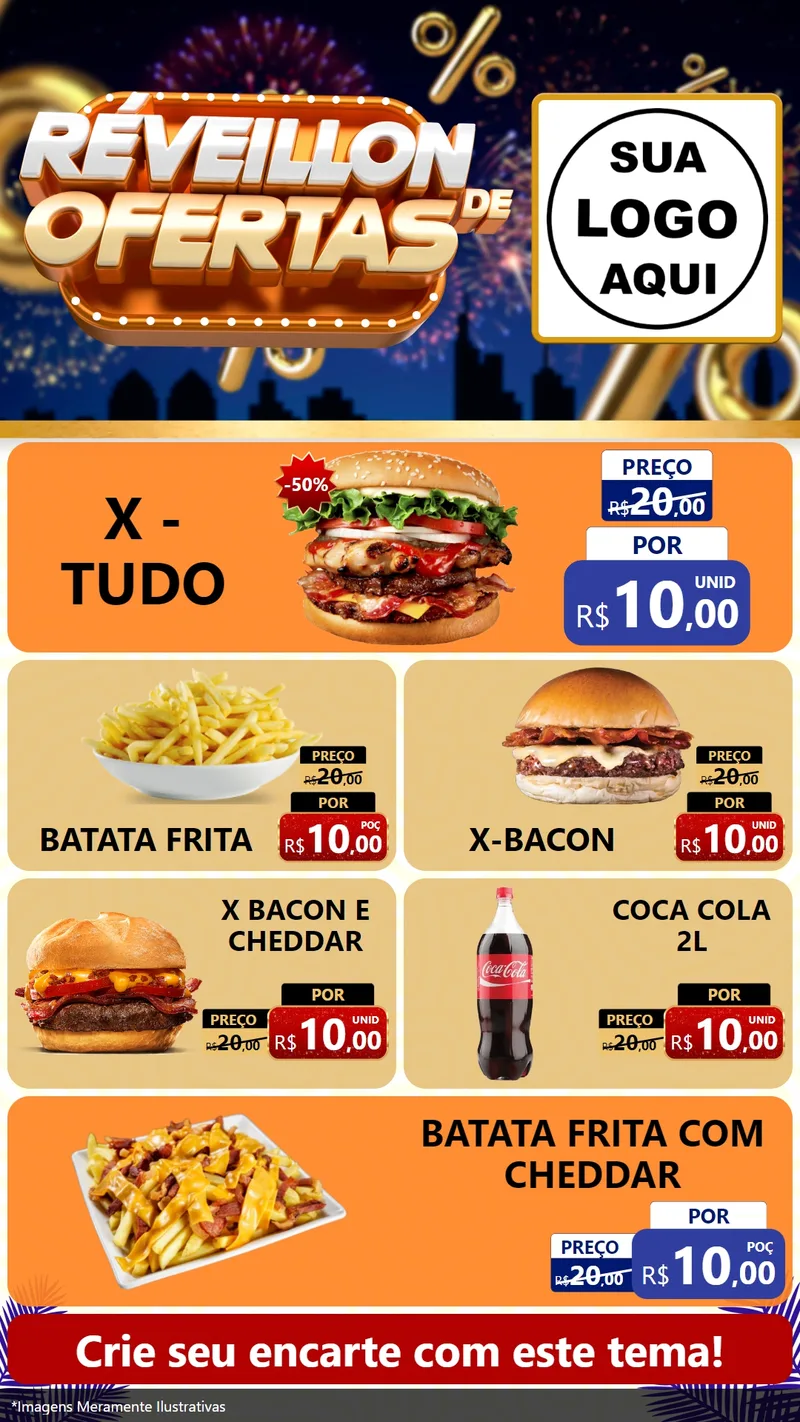 Modelo de TV para TV Vertical com o tema Réveillon de Ofertas para Hamburgueria