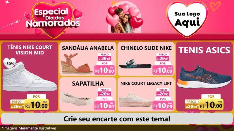 Modelo de TV para TV Horizontal com o tema Especial Dia dos Namorados para Calçados