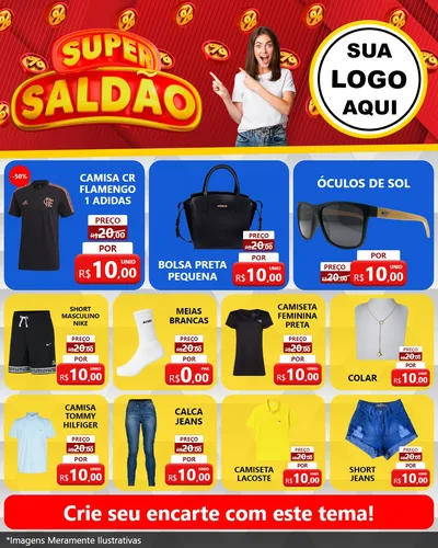 Modelo de Rede Social para Feed Instagram com o tema Super Saldão para Roupas e acessórios