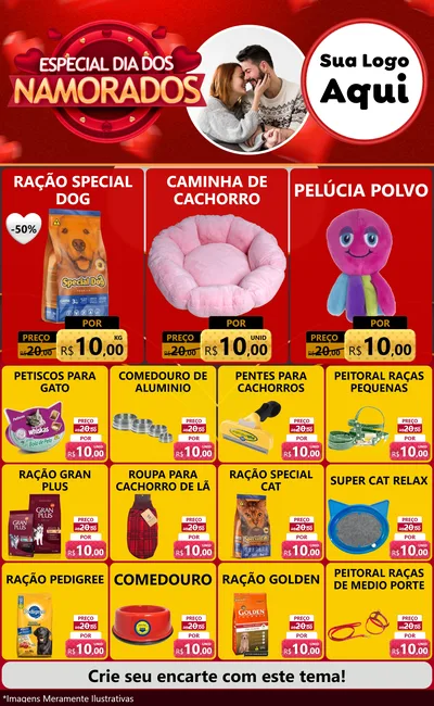 Modelo de Encarte para Encarte Grande com o tema Especial Dia Dos Namorados para Pet Shop