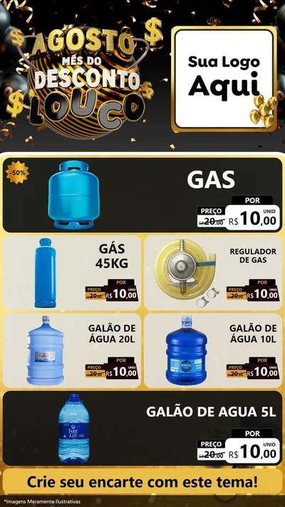 Modelo de TV para TV Vertical com o tema Agosto Mês do Desconto Louco para Água e gás