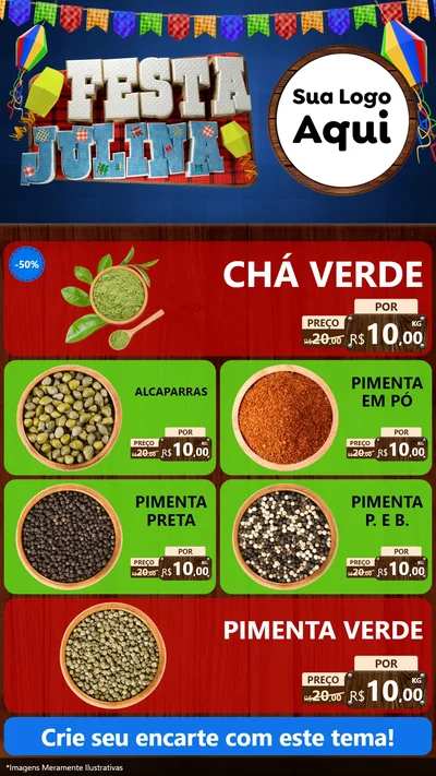 Modelo de TV para TV Vertical com o tema Festa Julina para Produtos Naturais