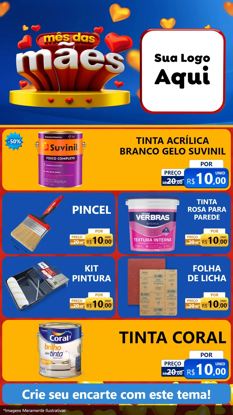 Modelo de TV para TV Vertical com o tema Mês das Mães para Tintas e Ferramentas