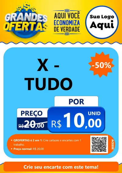 Modelo de Cartaz para Cartaz A4 Vertical com o tema Grandes Ofertas para Hamburgueria
