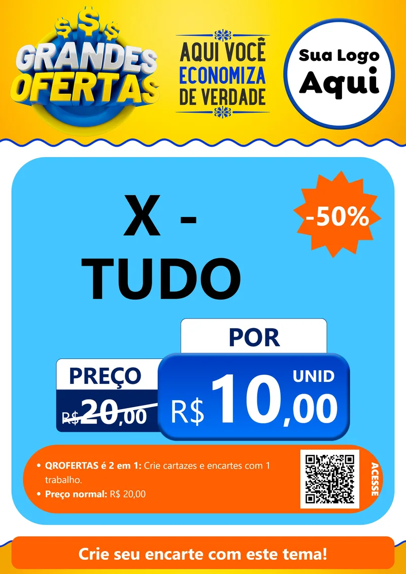 Modelo de Cartaz para Cartaz A4 Vertical com o tema Grandes Ofertas para Hamburgueria