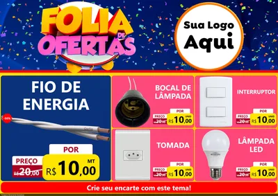 Modelo de Encarte para Encarte A4 Horizontal com o tema Folia de Ofertas para Materiais Elétricos