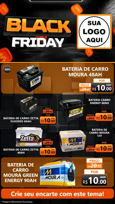 Modelo de TV para TV Vertical com o tema Black Friday para Baterias Elétricas