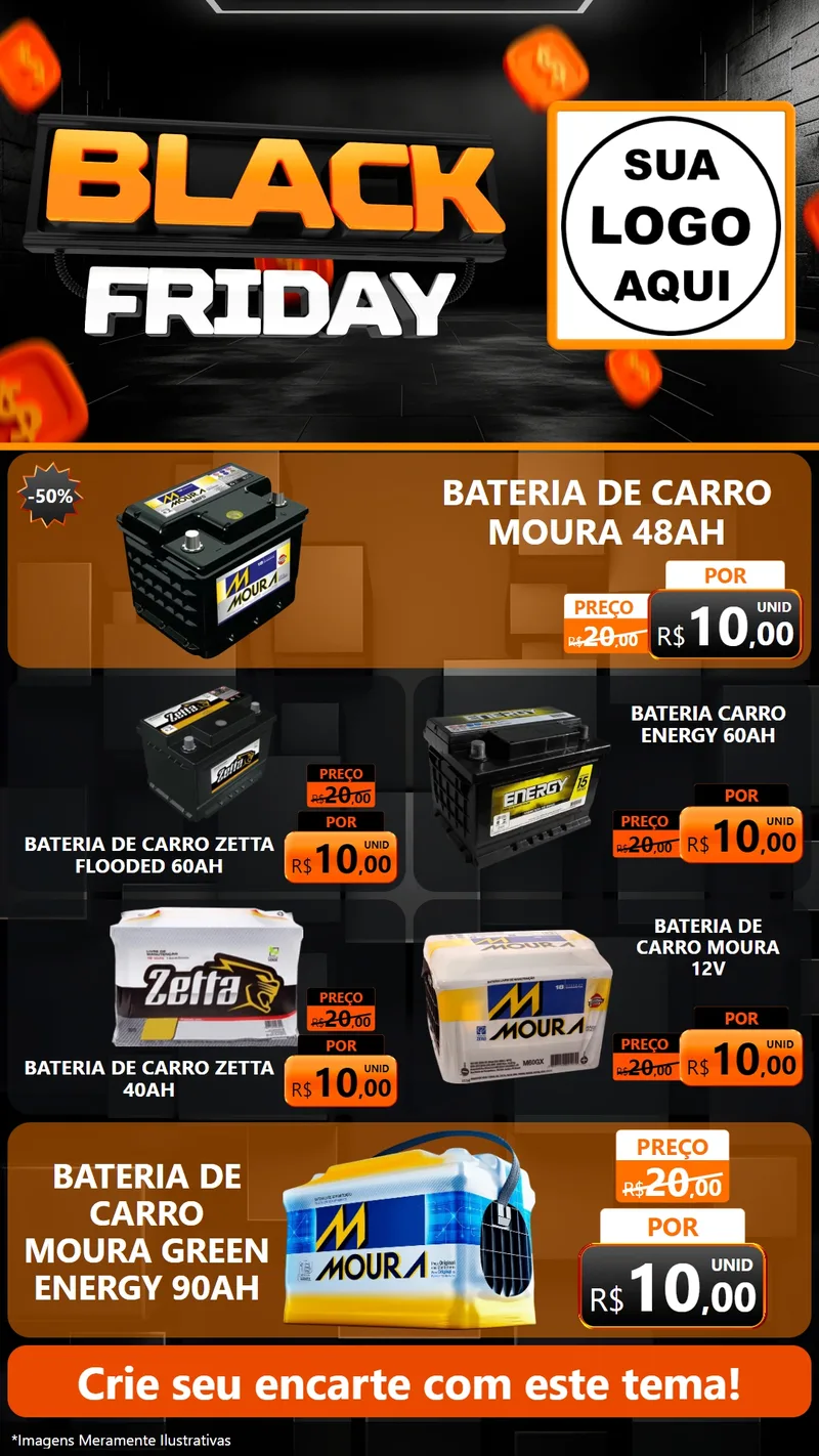 Modelo de TV para TV Vertical com o tema Black Friday para Baterias Elétricas