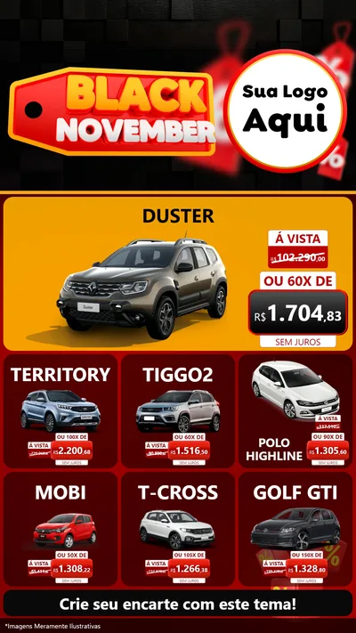Modelo de Rede Social para Stories com o tema Black November para Concessionaria de Carros