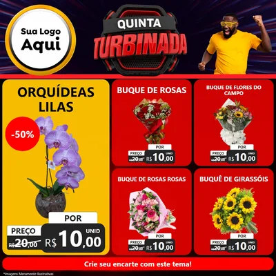 Modelo de Rede Social para Feed Facebook com o tema Quinta Turbinada para Floricultura e jardim