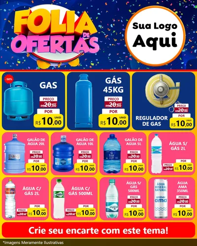 Modelo de Rede Social para Feed Instagram com o tema Folia de Ofertas para Água e gás