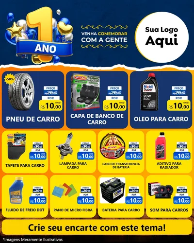 Modelo de Rede Social para Feed Instagram com o tema Um Ano de Aniversário para Auto peças