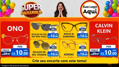 Modelo de TV para TV Horizontal com o tema Super Inauguração para Óticas