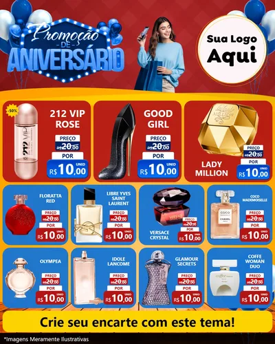 Modelo de Rede Social para Feed Instagram com o tema Promoção de Aniversário para Perfumes