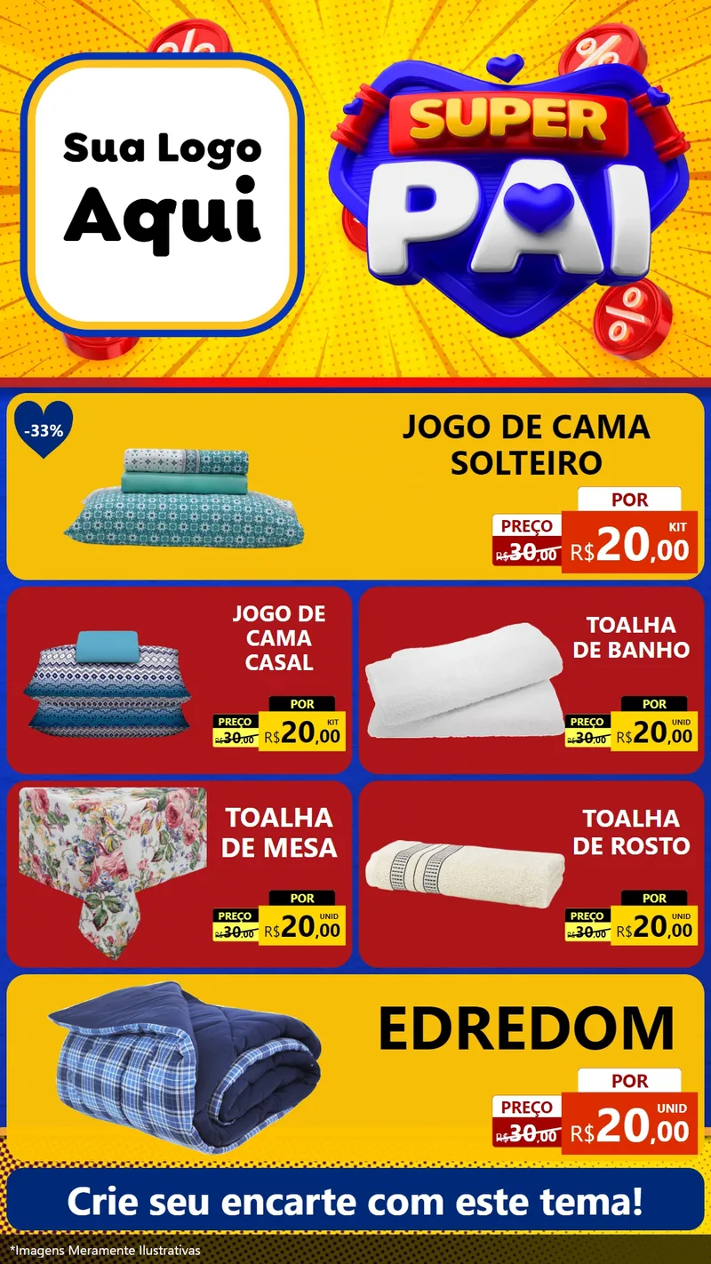 Modelo de TV para TV Vertical com o tema Super Pai para Cama, Mesa e Banho