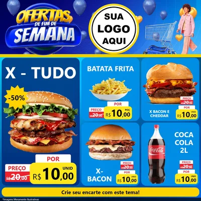 Modelo de Rede Social para Feed Facebook com o tema Ofertas de Fim de Semana para Hamburgueria