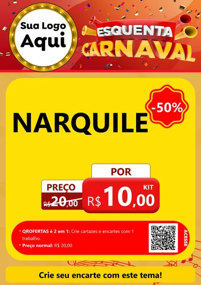 Modelo de Cartaz para Cartaz A4 Vertical com o tema Esquenta Carnaval para Tabacaria