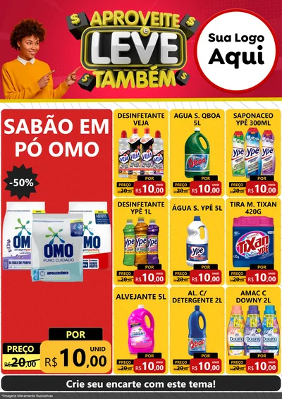 Modelo de Encarte para Encarte A4 Vertical com o tema Aproveite e Leve Também para Produtos de Limpeza