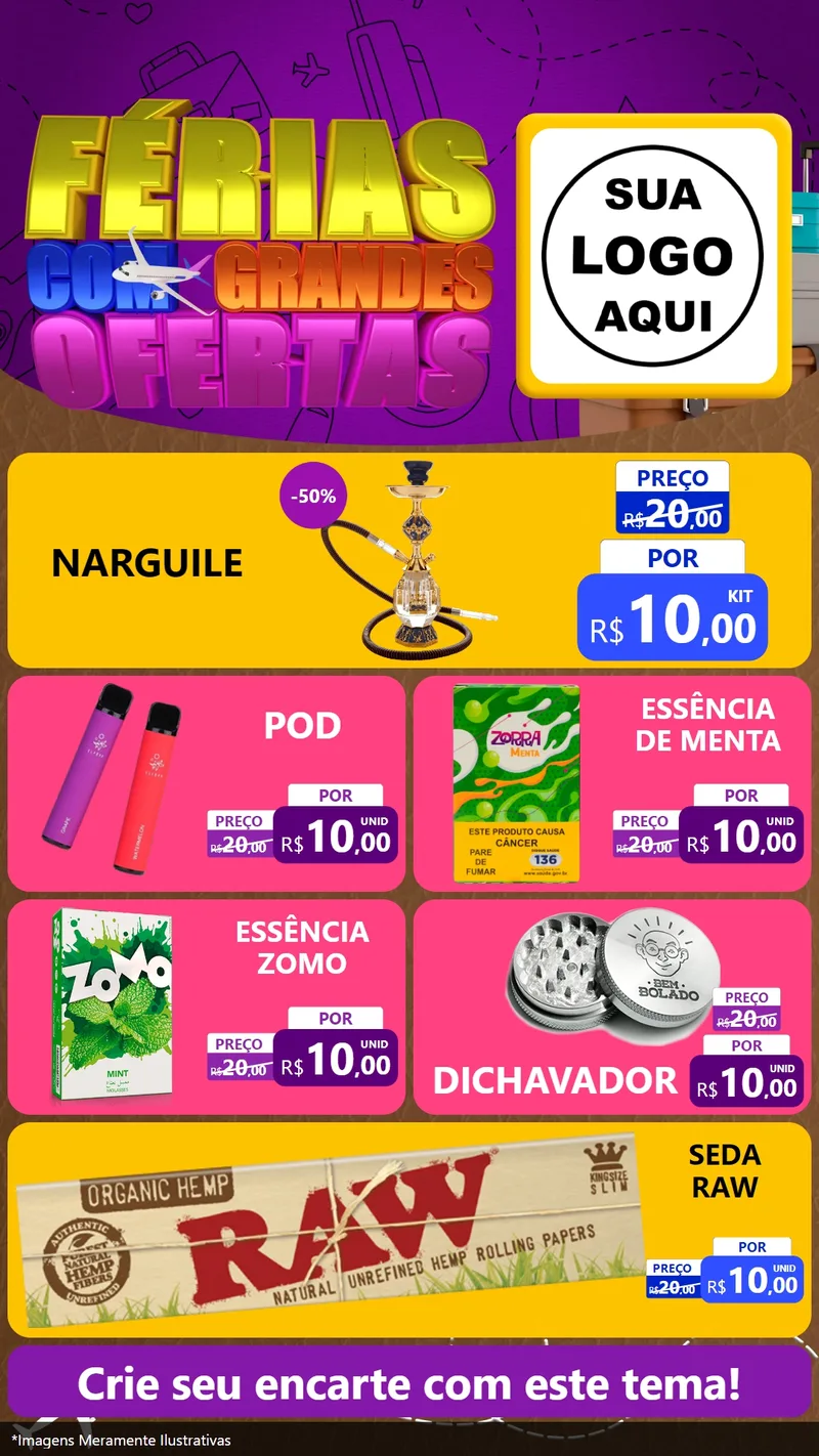 Modelo de TV para TV Vertical com o tema Férias com Grandes Ofertas para Tabacaria