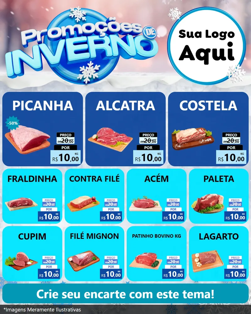 Modelo de Rede Social para Feed Instagram com o tema Promoções de Inverno para Açougue