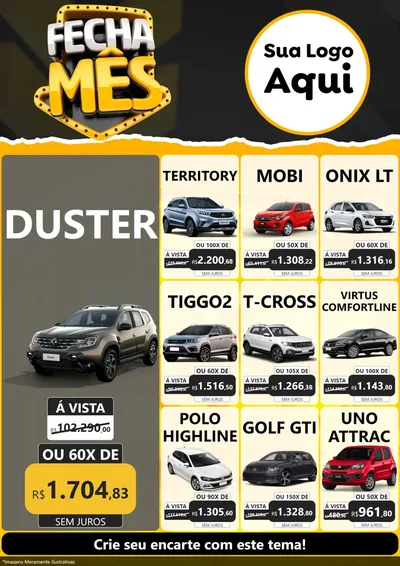 Modelo de Encarte para Encarte A4 Vertical com o tema Fecha Mês para Concessionaria de Carros