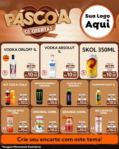 Modelo de Rede Social para Feed Instagram com o tema Páscoa de Ofertas para Distribuidora de bebidas