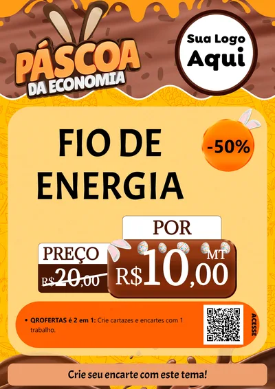 Modelo de Cartaz para Cartaz A4 Vertical com o tema Páscoa da Economia para Materiais Elétricos