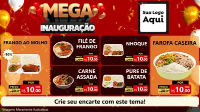 Modelo de TV para TV Horizontal com o tema Mega Inauguração para Restaurante