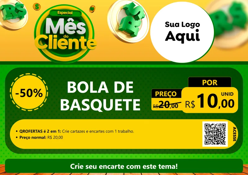 Modelo de Cartaz para Cartaz A4 Horizontal com o tema Especial Mês do Cliente para Artigos Esportivos