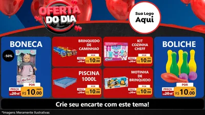 Modelo de TV para TV Horizontal com o tema Oferta do Dia para Brinquedos
