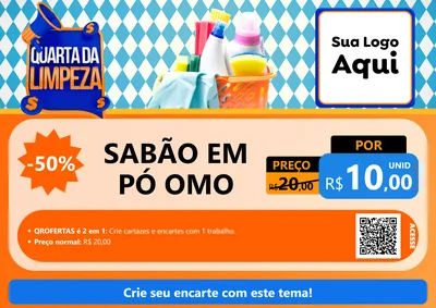 Modelo de Cartaz para Cartaz A4 Horizontal com o tema Quarta da Limpeza para Produtos de Limpeza