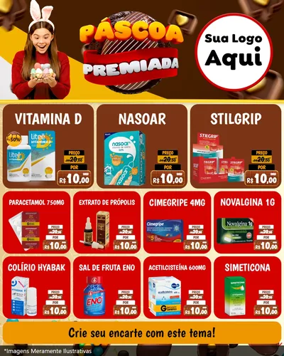 Modelo de Rede Social para Feed Instagram com o tema Páscoa Premiada para Farmácia