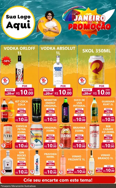Modelo de Encarte para Encarte Grande com o tema Janeiro de Promoção para Distribuidora de bebidas