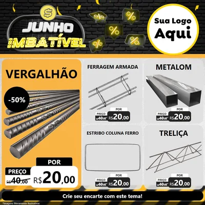 Modelo de Rede Social para Feed Facebook com o tema Junho Imbatível para Ferragens