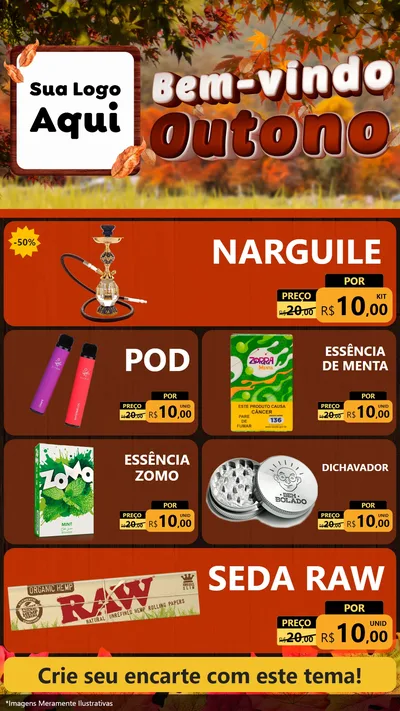 Modelo de TV para TV Vertical com o tema Bem-vindo Outono para Tabacaria