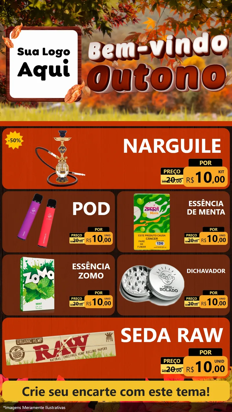 Modelo de TV para TV Vertical com o tema Bem-vindo Outono para Tabacaria