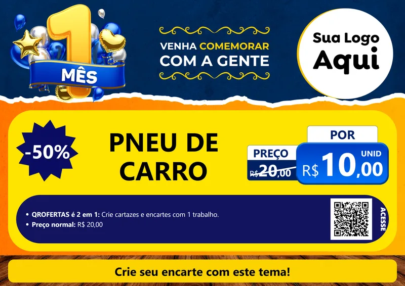 Modelo de Cartaz para Cartaz A4 Horizontal com o tema Um Mês de Aniversário para Auto peças