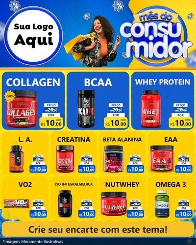 Modelo de Rede Social para Feed Instagram com o tema Mês do Consumidor para Suplementos alimentares