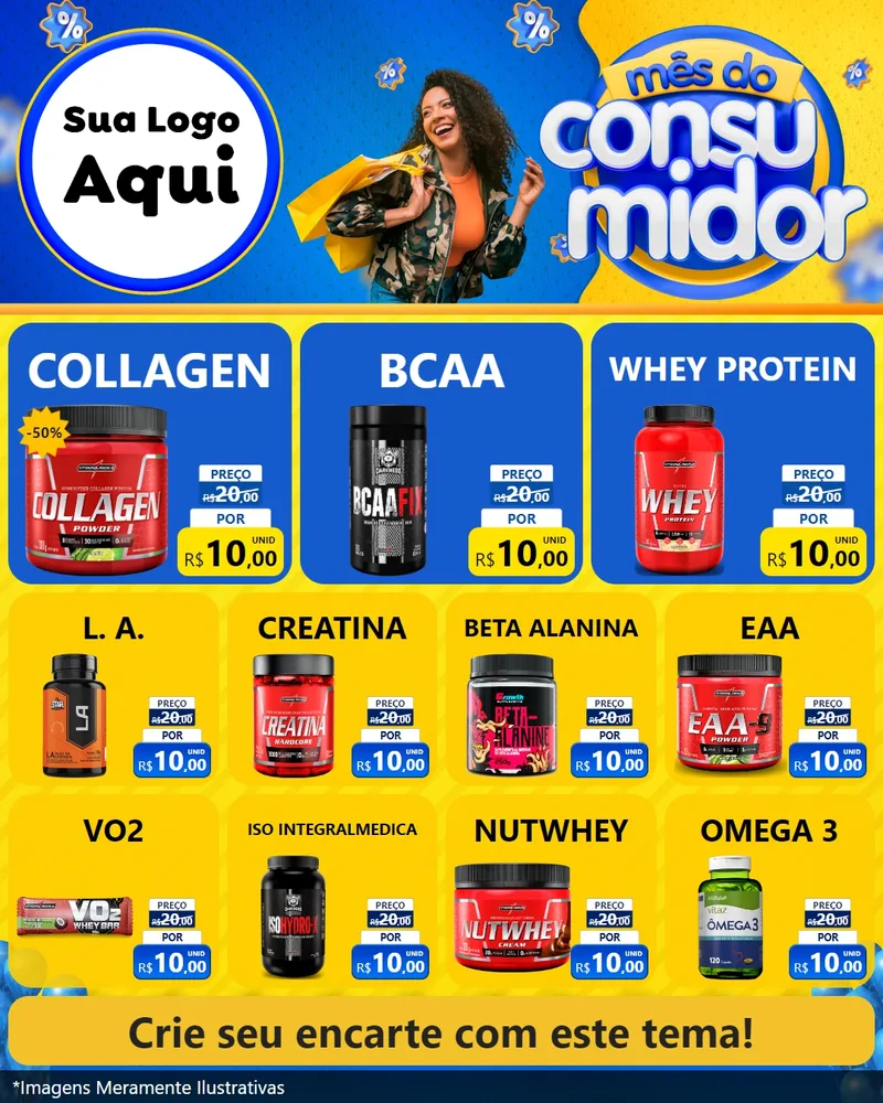 Modelo de Rede Social para Feed Instagram com o tema Mês do Consumidor para Suplementos alimentares