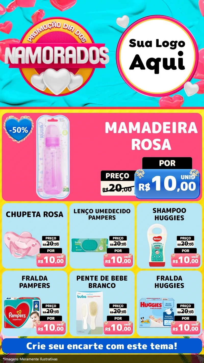 Modelo de Rede Social para Stories com o tema Promoção Dia dos Namorados para Bebês