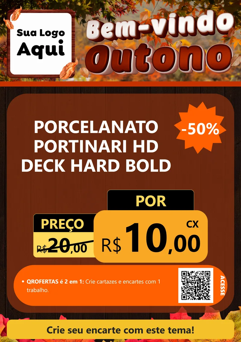 Modelo de Cartaz para Cartaz A4 Vertical com o tema Bem-vindo Outono para Pisos e revestimentos