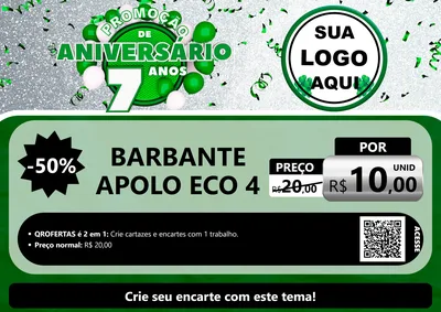 Modelo de Cartaz para Cartaz A4 Horizontal com o tema Promoção de Aniversário - 7 Anos para Armarinho e Aviamentos