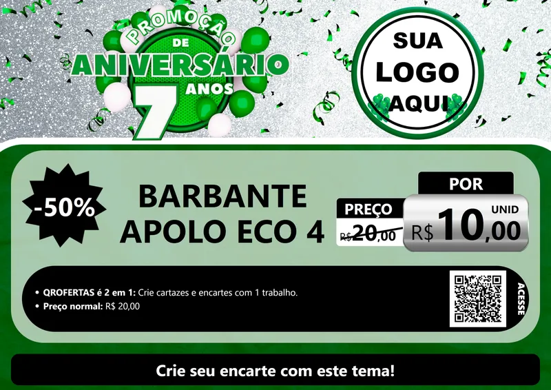 Modelo de Cartaz para Cartaz A4 Horizontal com o tema Promoção de Aniversário - 7 Anos para Armarinho e Aviamentos