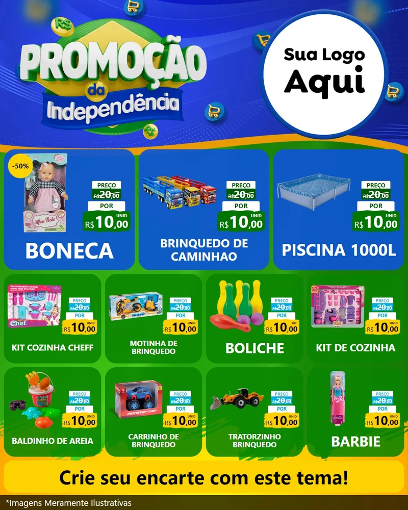 Modelo de Rede Social para Feed Instagram com o tema Promoção da Independência para Brinquedos