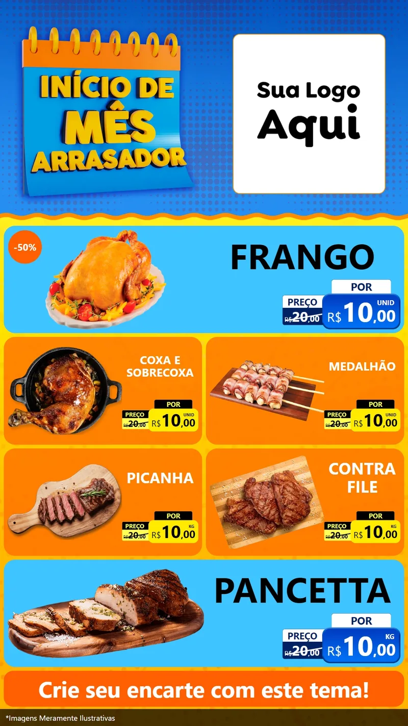 Modelo de TV para TV Vertical com o tema Início de Mês Arrasador para Assados