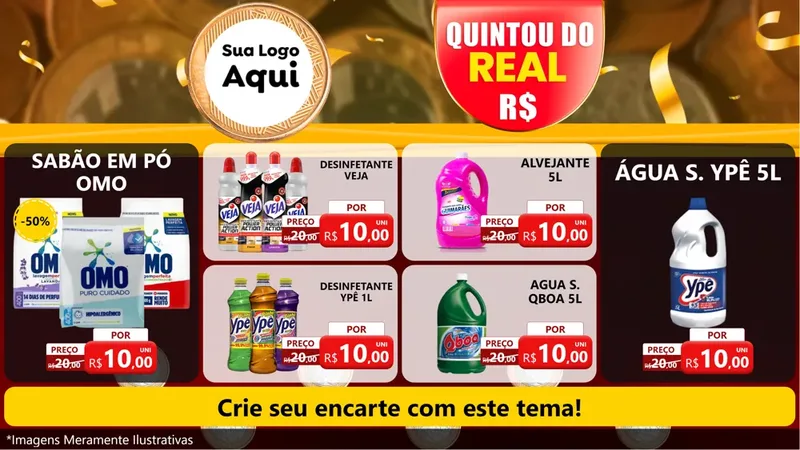 Modelo de TV para TV Horizontal com o tema Quintou do Real para Produtos de Limpeza