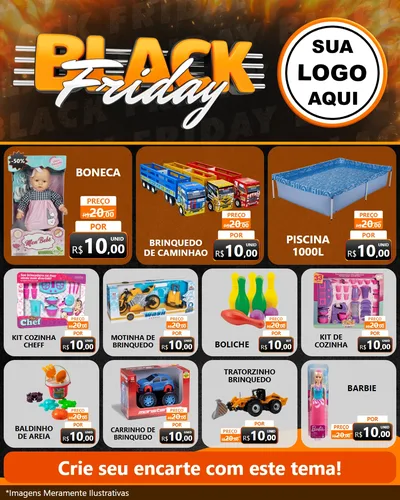 Modelo de Rede Social para Feed Instagram com o tema Black Friday para Brinquedos